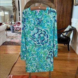 Lilly Pulitzer Vibrant Blue and Green Long Sleeve Dress